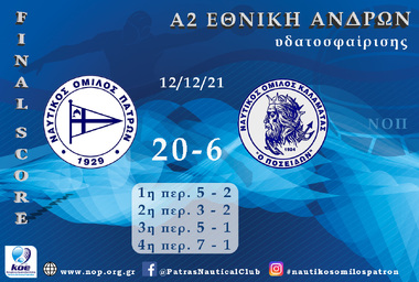 Πρωτάθλημα Υδατοσφαίρισης Ανδρών Α2 - 2022 8η Αγωνιστική : ΝΟ Πατρών – NO Καλαμάτας-Ποσειδών 20-06