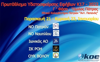 Γ Φάση- Πρωτάθλημα Υδατοσφαίρισης Εφήβων (Κ17) 2022.  Όμιλος Πάτρας: Ο ΝΟΠ στην μάχη για την πρόκριση στους τελικούς