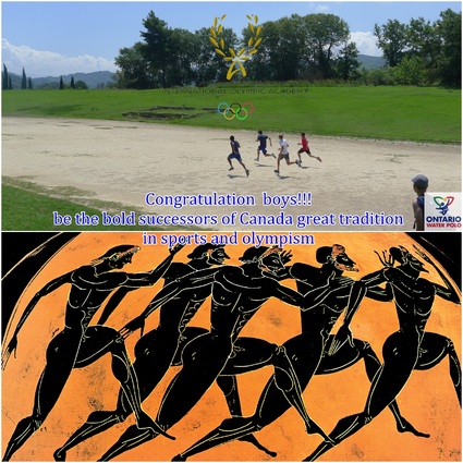 NOΠ: Υδατοσφαίριση Κ16 (U16) Η Ontario Water Polo τον ΝΟΠ για κοινή προετοιμασία. Ontario Water Polo team in Ancient Olympia.  4η ημέρα: H πρωινή εκδρομή στην Αρχαία Ολυμπία και στην ΙΟC